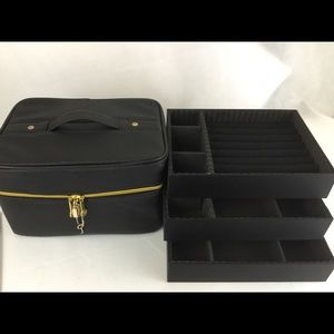 Joy Mangano Jewel Kit -Beauty Organizer Zip Case with Three Trays NEW in Black